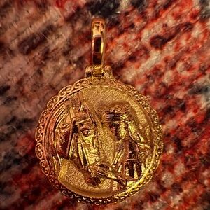 Awe Inspired Mini Rhiannon Gold Coin Pendant Necklace